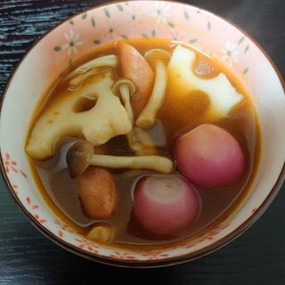 ラディッシュとれんこんのカレースープ